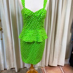 Betsy Johnson polka dot sundress with peplum .